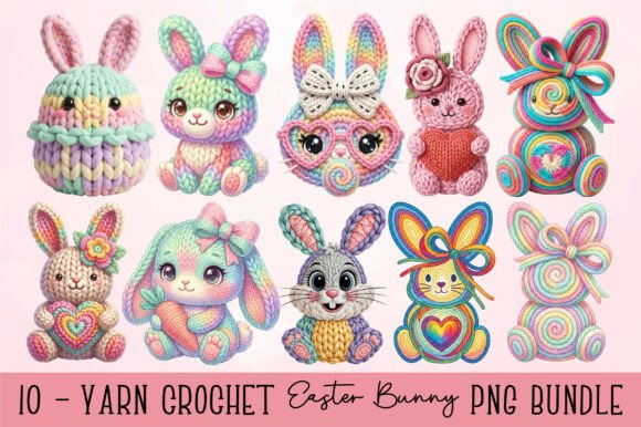 Download 10 Yarn Crochet Easter Bunny PNG Bundle - Easter bunny png bundle Collection