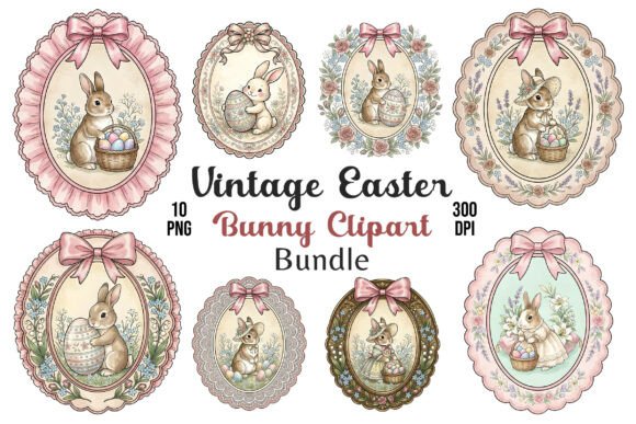 Download Vintage Easter Bunny PNG Bundle 10pcs - Premium Resources