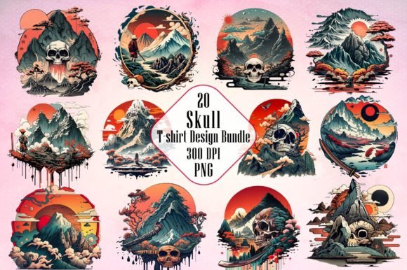 Download Skull and Mountain T-shirt Design Bundle - Premium Resources